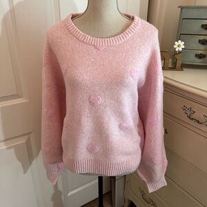 Pink Heart Pattern Sweater